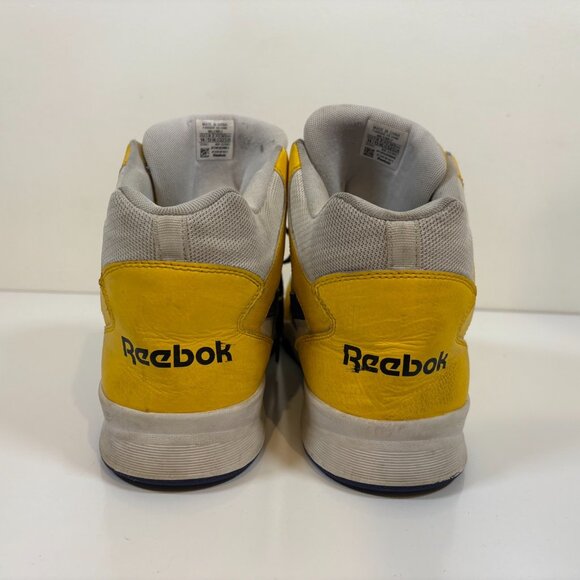 Reebok Royal BB4500 Shoes Mens Size 14 White Yellow Purple High Top Leather - Picture 4 of 8